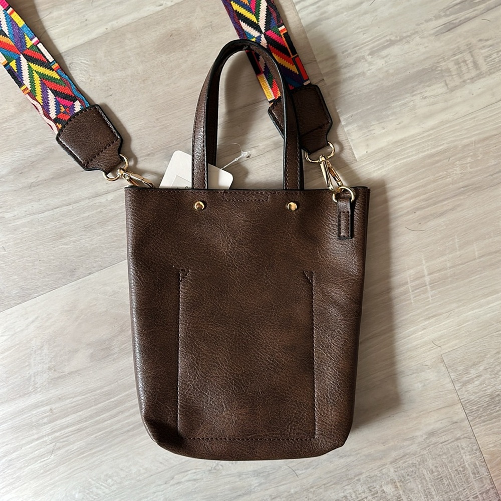 Brown crossbody bag with reversible strap, NWT - Picture 3 of 5